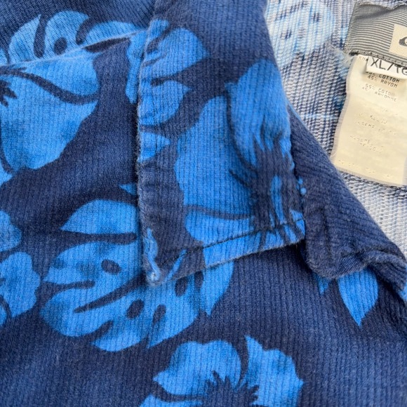 Vintage Quiksilver Shirt Mens XL Blue Floral Hawaiian Rayon Button Up Surf Beach - Picture 5 of 10